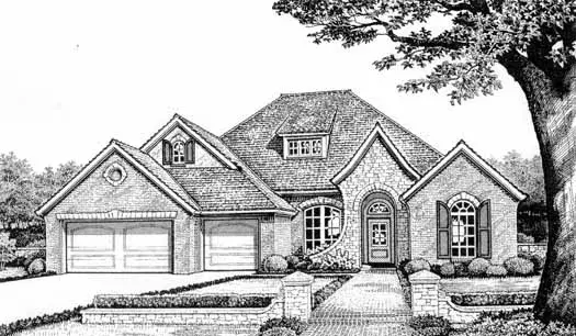 French Country house plans 8-299 - front exterior, 2,296 sq ft, 4 bed, 3 bath house plans | Monster House Plans