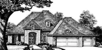 French Country house plans 8-313 - front exterior, 2,350 sq ft, 4 bed, 3 bath house plans | Monster House Plans