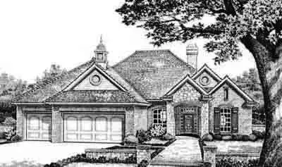 Traditional house plans 8-321 - front exterior, 2,359 sq ft, 4 bed, 3 bath house plans | Monster House Plans