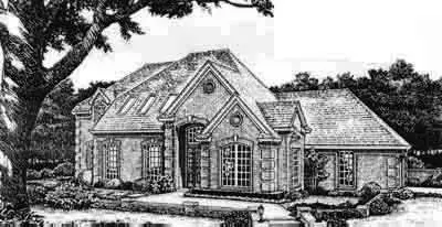 European house plans 8-323 - front exterior, 2,361 sq ft, 3 bed, 2 bath house plans | Monster House Plans