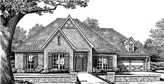 European house plans 8-326 - front exterior, 2,387 sq ft, 3 bed, 3 bath house plans | Monster House Plans