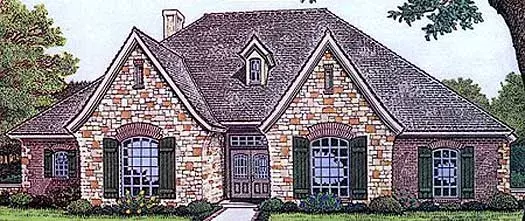 European house plans 8-331 - front exterior, 2,390 sq ft, 3 bed, 2 bath house plans | Monster House Plans