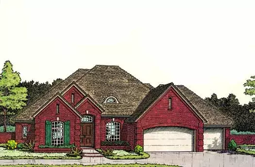 Traditional house plans 8-343 - front exterior, 2,445 sq ft, 4 bed, 3 bath house plans | Monster House Plans