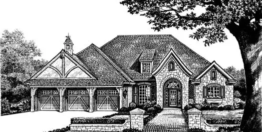 European house plans 8-355 - front exterior, 2,483 sq ft, 4 bed, 3 bath house plans | Monster House Plans