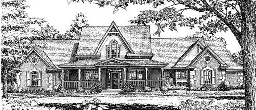 Farmhouse house plans 8-372 - front exterior, 2,539 sq ft, 4 bed, 3 bath house plans | Monster House Plans