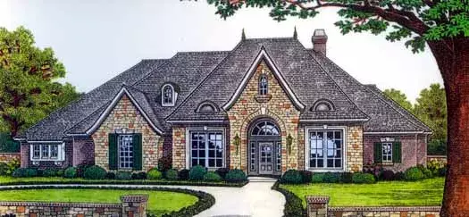 European house plans 8-377 - front exterior, 2,553 sq ft, 3 bed, 2 bath house plans | Monster House Plans