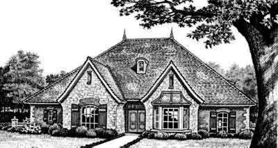 European house plans 8-379 - front exterior, 2,559 sq ft, 3 bed, 2 bath house plans | Monster House Plans
