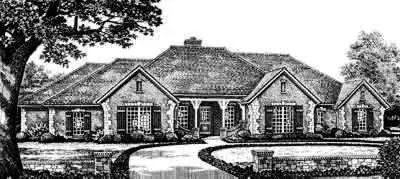 European house plans 8-380 - front exterior, 2,561 sq ft, 3 bed, 2 bath house plans | Monster House Plans
