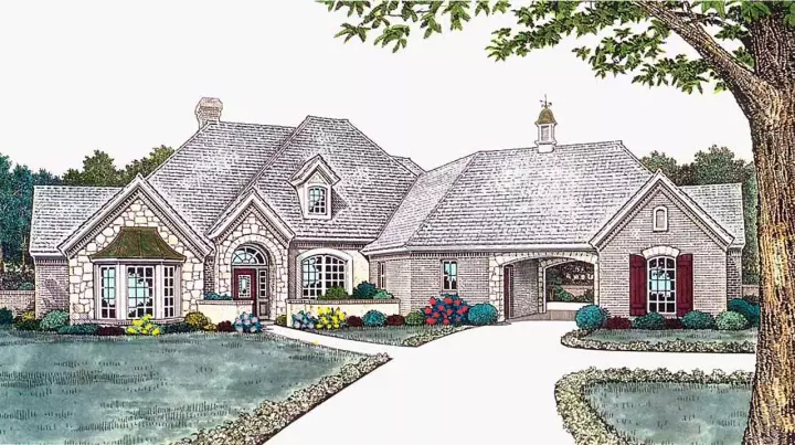 Traditional house plans 8-381 - front exterior, 2,565 sq ft, 3 bed, 2 bath house plans | Monster House Plans