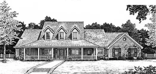 Country house plans 8-407 - front exterior, 2,674 sq ft, 4 bed, 3 bath house plans | Monster House Plans