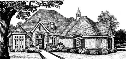 European house plans 8-411 - front exterior, 2,680 sq ft, 4 bed, 3 bath house plans | Monster House Plans