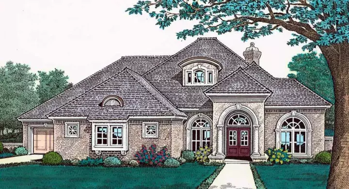 European house plans 8-413 - front exterior, 2,684 sq ft, 3 bed, 2 bath house plans | Monster House Plans