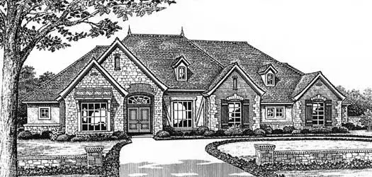 European house plans 8-420 - front exterior, 2,708 sq ft, 3 bed, 2 bath house plans | Monster House Plans