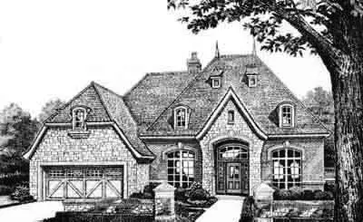 European house plans 8-424 - front exterior, 2,726 sq ft, 2 bed, 2 bath house plans | Monster House Plans