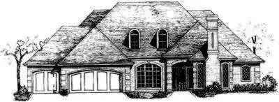 European house plans 8-425 - front exterior, 2,728 sq ft, 4 bed, 3 bath house plans | Monster House Plans