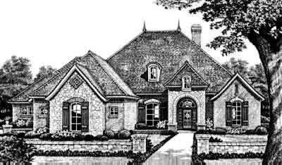 European house plans 8-434 - front exterior, 2,760 sq ft, 4 bed, 3 bath house plans | Monster House Plans