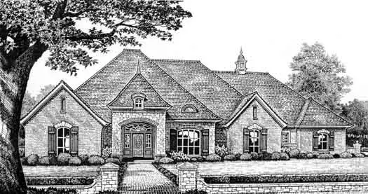 European house plans 8-442 - front exterior, 2,802 sq ft, 4 bed, 3 bath house plans | Monster House Plans