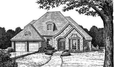 French Country house plans 8-447 - front exterior, 2,567 sq ft, 4 bed, 3 bath house plans | Monster House Plans
