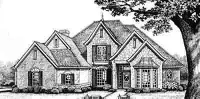 European house plans 8-448 - front exterior, 2,852 sq ft, 4 bed, 3 bath house plans | Monster House Plans