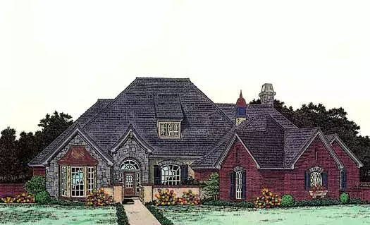 European house plans 8-456 - front exterior, 2,911 sq ft, 4 bed, 3 bath house plans | Monster House Plans