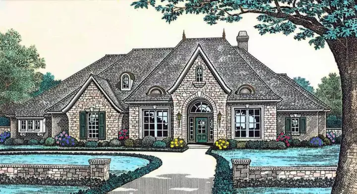 French Country house plans 8-457 - front exterior, 2,927 sq ft, 4 bed, 3 bath house plans | Monster House Plans