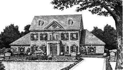 Early American house plans 8-460 - front exterior, 2,959 sq ft, 4 bed, 3 bath house plans | Monster House Plans