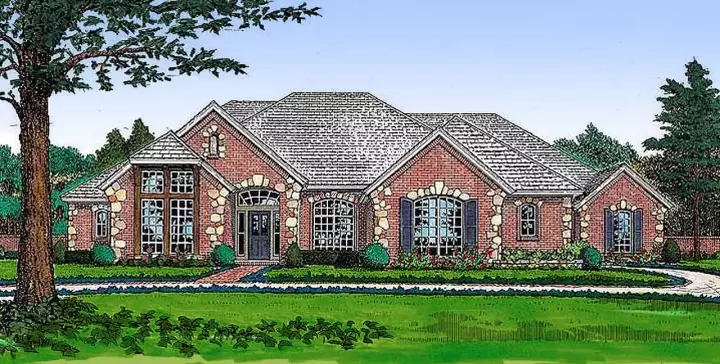 English Country house plans 8-463 - front exterior, 2,990 sq ft, 4 bed, 3 bath house plans | Monster House Plans