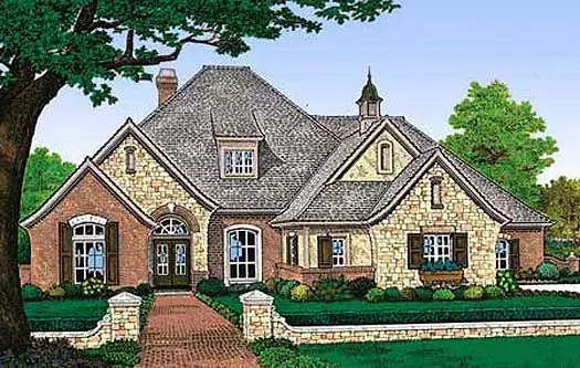European house plans 8-465 - front exterior, 2,998 sq ft, 4 bed, 2 bath house plans | Monster House Plans