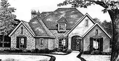 European house plans 8-477 - front exterior, 3,056 sq ft, 4 bed, 3 bath house plans | Monster House Plans