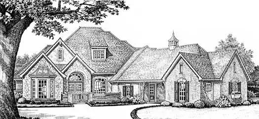 French Country house plans 8-480 - front exterior, 3,070 sq ft, 4 bed, 3 bath house plans | Monster House Plans