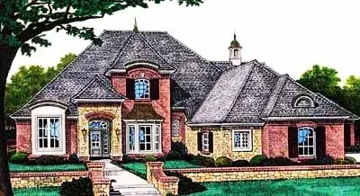 European house plans 8-482 - front exterior, 3,074 sq ft, 4 bed, 3 bath house plans | Monster House Plans