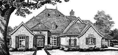 European house plans 8-493 - front exterior, 3,156 sq ft, 4 bed, 3 bath house plans | Monster House Plans