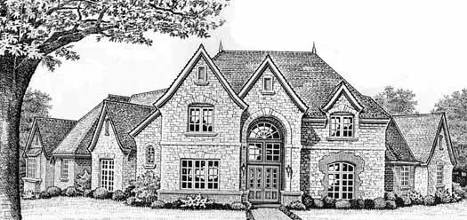 European house plans 8-497 - front exterior, 4,444 sq ft, 4 bed, 4 bath house plans | Monster House Plans