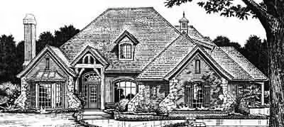 European house plans 8-503 - front exterior, 3,219 sq ft, 5 bed, 3 bath house plans | Monster House Plans