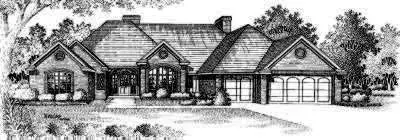 Ranch house plans 8-505 - front exterior, 3,254 sq ft, 4 bed, 3 bath house plans | Monster House Plans