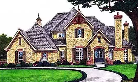 European house plans 8-512 - front exterior, 3,296 sq ft, 4 bed, 3 bath house plans | Monster House Plans