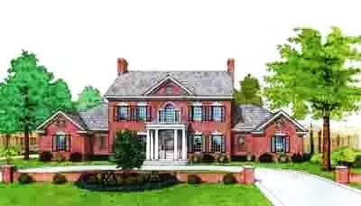 Southern Colonial house plans 8-514 - front exterior, 3,335 sq ft, 4 bed, 3 bath house plans | Monster House Plans
