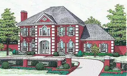 Southern Colonial house plans 8-518 - front exterior, 3,381 sq ft, 5 bed, 3 bath house plans | Monster House Plans