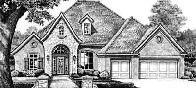European house plans 8-520 - front exterior, 3,387 sq ft, 4 bed, 4 bath house plans | Monster House Plans