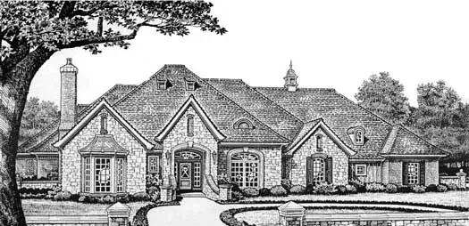 European house plans 8-532 - front exterior, 3,487 sq ft, 4 bed, 3 bath house plans | Monster House Plans