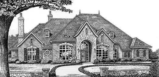 European house plans 8-533 - front exterior, 3,494 sq ft, 4 bed, 3 bath house plans | Monster House Plans