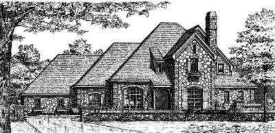 European house plans 8-543 - front exterior, 3,615 sq ft, 4 bed, 3 bath house plans | Monster House Plans