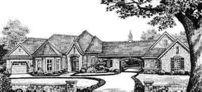 French Country house plans 8-545 - front exterior, 3,633 sq ft, 3 bed, 3 bath house plans | Monster House Plans