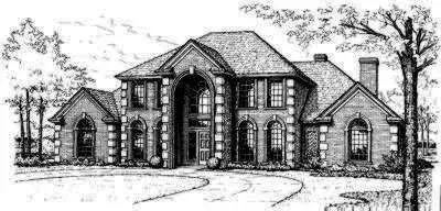 European house plans 8-546 - front exterior, 3,670 sq ft, 4 bed, 3 bath house plans | Monster House Plans