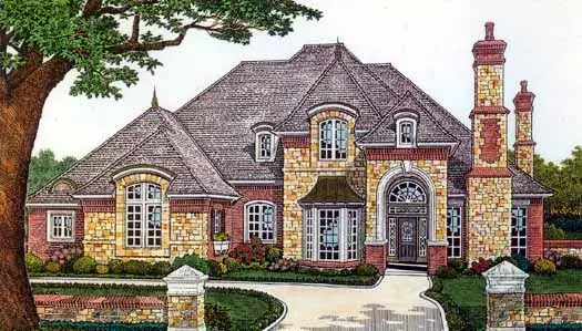 French Country house plans 8-548 - front exterior, 3,696 sq ft, 4 bed, 3 bath house plans | Monster House Plans