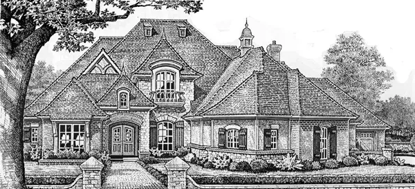 French Country house plans 8-553 - front exterior, 3,738 sq ft, 5 bed, 4 bath house plans | Monster House Plans