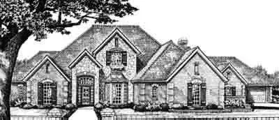European house plans 8-555 - front exterior, 3,760 sq ft, 4 bed, 3 bath house plans | Monster House Plans