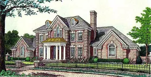 Southern Colonial house plans 8-558 - front exterior, 3,783 sq ft, 4 bed, 3 bath house plans | Monster House Plans