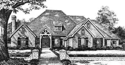 French Country house plans 8-560 - front exterior, 3,817 sq ft, 4 bed, 3 bath house plans | Monster House Plans