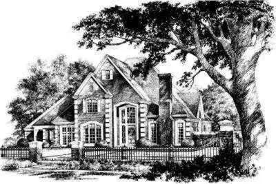 European house plans 8-563 - front exterior, 3,870 sq ft, 4 bed, 3 bath house plans | Monster House Plans